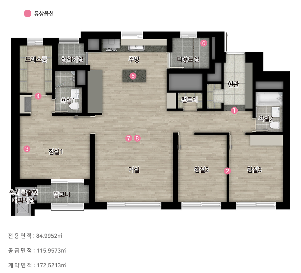 힐스테이트 대명 센트럴 2차 84㎡C 확장형 평면도