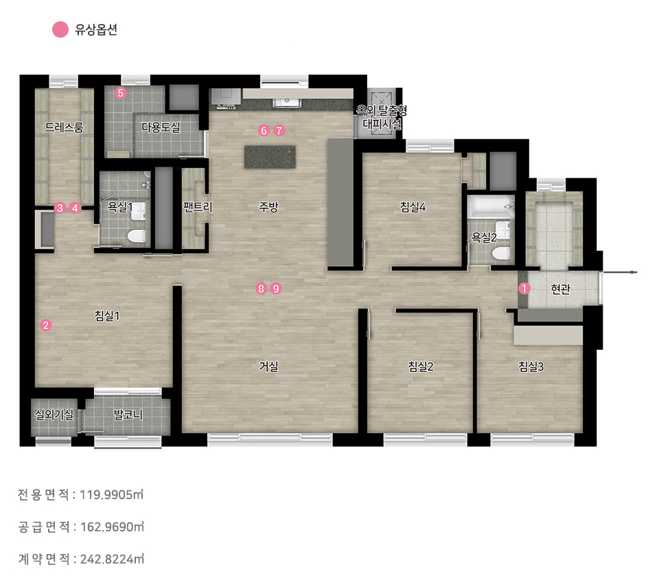 힐스테이트 대명 센트럴 2차 119㎡A 확장형 평면도